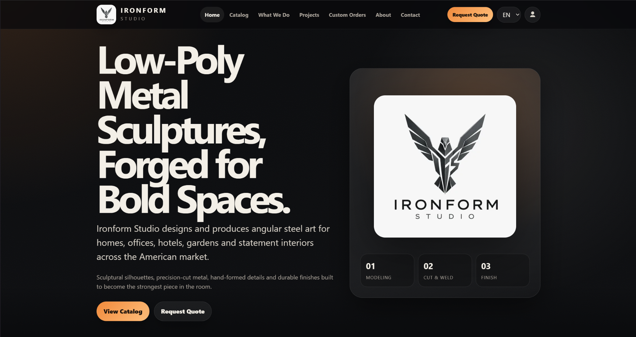 Ironform Studio ana sayfa ekran görüntüsü